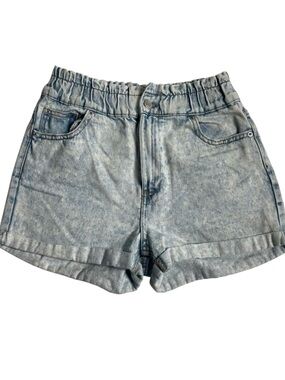 FB Sister Acid Wash Denim Shorts – Size M – High Waist Rolled Hem